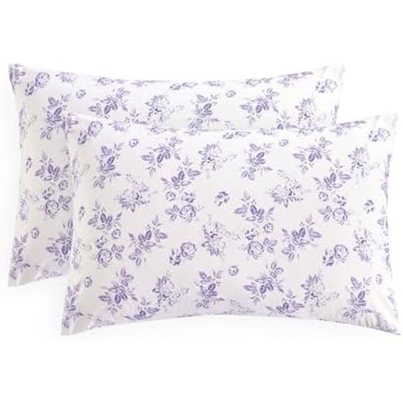 - Cottagecore Pillow Cases, Floral Shabby Chic Vintage Flower Shabby Chic Coquette Aesthetic, Set of 2 Soft Pillowcases Pillow Shams Covers, Lilac, Standard Size 20x26 Inches