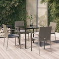 thumbnail image 1 of vidaXL 5 Piece Garden Dining Set with Cushions Black and Grey Poly Rattan, 1 of 5