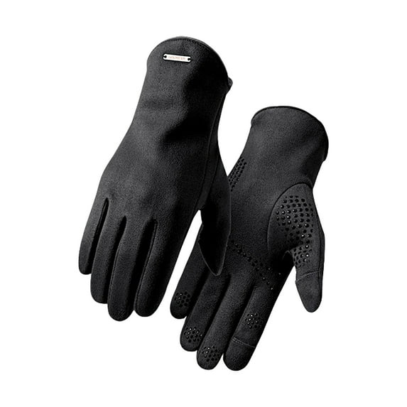 UDIYO 1 Pair Men Gloves Showable Fingertips Windproof Warm Solid Color Fine Stitching Running Gloves for Outdoor