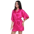 thumbnail image 2 of Dengjunhu Women Satin Robes Sexy Silky Bathrobe Lace V-Neck Bridesmaid Bride Party Robe Soft Sleepwear, 2 of 5