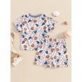 thumbnail image 4 of vera natura Baby Boy and Girl Baseball Outfit,Short Sleeve Tops Elastic Waist Shorts Toddler 2 Piece Summer Set Blue 0-6 Months, 4 of 9
