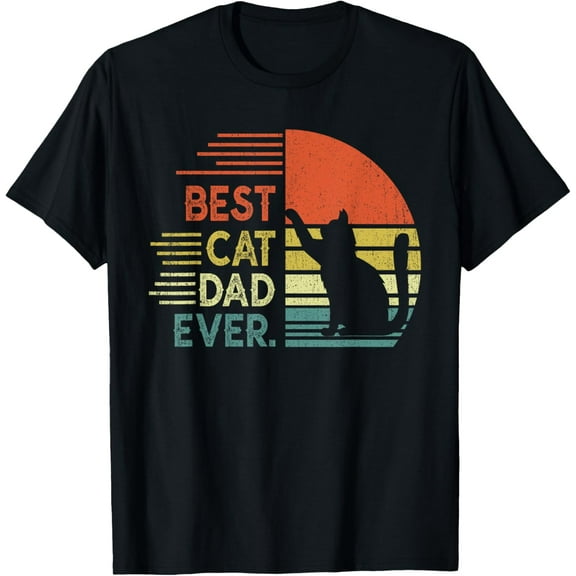 Funny Cat Dad Cat Daddy, Vintage Best Cat Dad Ever T-ShirtMen and women, White Black T-shirt, size: Extra large S-685XL
