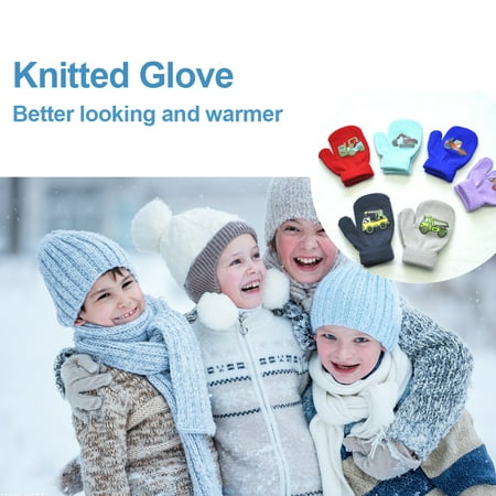 

Toddler Mittens Comfortable Finger Cover Children Knit Keeping-warm Gloves