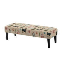 POLERO Dining Bench Covers, Christmas Dachshund Printed Stretch Seat Cushion Covers Removable Washable Bench Slipcover, Rectangle Seat Protector for Dining Room, Living Room, Bedroom, Kitchen
