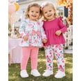 thumbnail image 3 of 2T Baby Girls Clothes 3T Girl 2 Pack Outfits Set Toddler Girl Long Sleeve Top Pants 4PCS Clothing Set Pink, 3 of 6