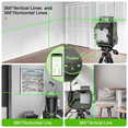 thumbnail image 3 of Huepar 2 x 360 Green Beam Cross Line Laser Level Self-Leveling Laser Level Tools with Bluetooth, Li-ion Battery and Magnetic Base, 3 of 9