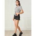 thumbnail image 4 of Unique Bargains Women's Stripe Button up Short Sleeve Tie Front Short Shirt, 4 of 6