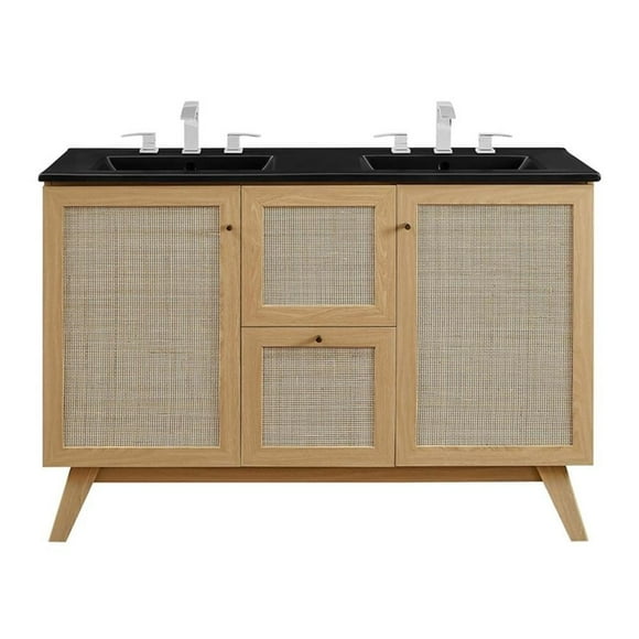 Modway Soma 48” Double Sink Bathroom Vanity in Oak Black