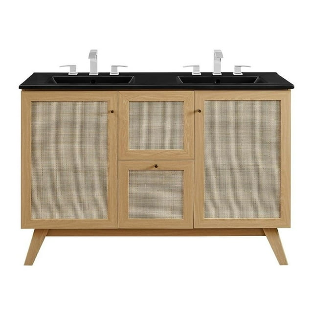 Modway Soma 48” Double Sink Bathroom Vanity in Oak Black