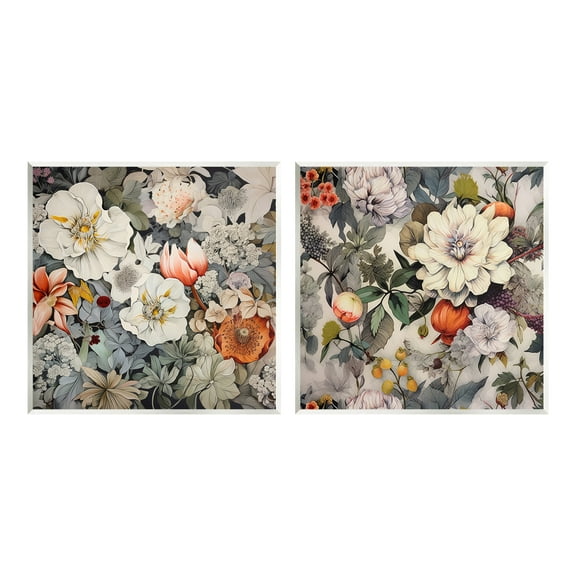 Stupell Industries Vintage Blooms Arrangement Botanical & Floral Painting Unframed Art Print Wall Art, 12 x 12, Set of 2
