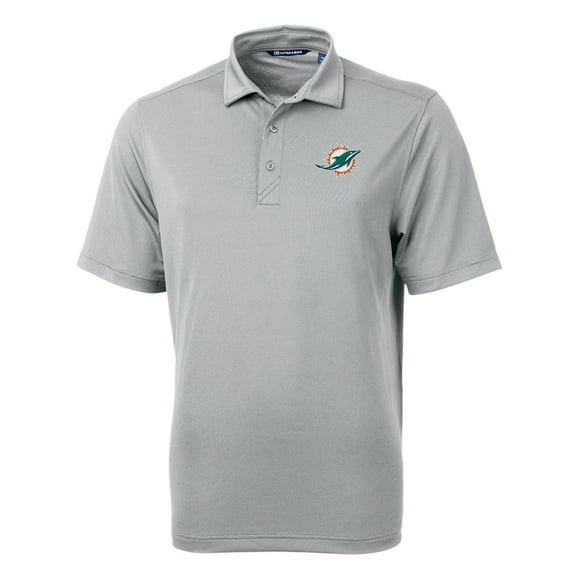 Men's Cutter & Buck Gray Miami Dolphins Virtue Eco Pique Recycled Polo