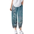 thumbnail image 4 of WTOBBY Women's Polka Dot Summer Wide Leg Pants - Stretchy Waist Beach Trousers with Pockets & Airy Design for Poolside Lounging,Dark Blue L, 4 of 4