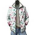 thumbnail image 2 of felwors Women's Christmas Snowflake Print Quilted Jacket - Snap Button Front Fall Winter Coat White, XXXXL, 2 of 8