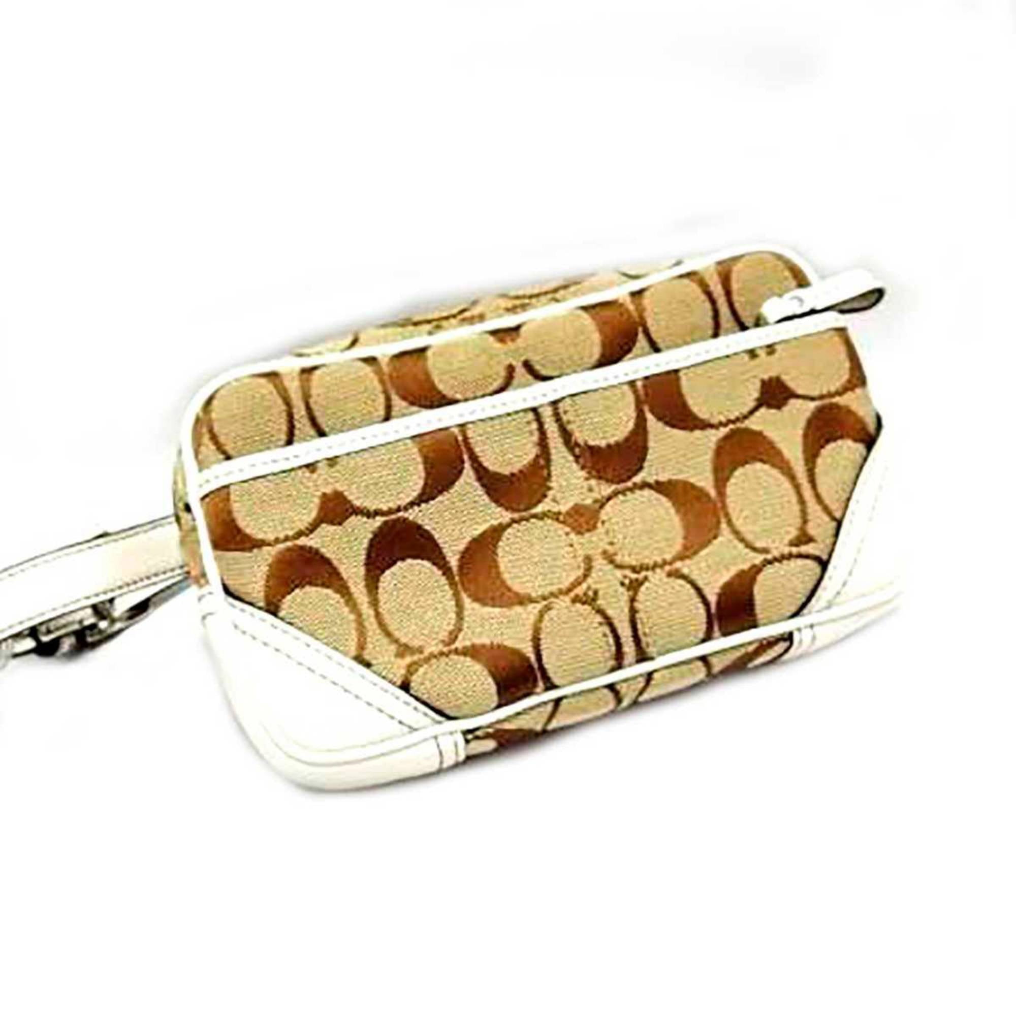 Authenticated Used COACH Coach Shoulder Bag Signature Khaki / White