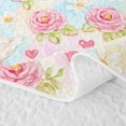 thumbnail image 5 of Erosebridal Goose Bed Spread Queen for Girls, Pink Roses Queen Coverlet Set, 3 Pieces 1 Quilt and 2 Pillowcases, 5 of 7