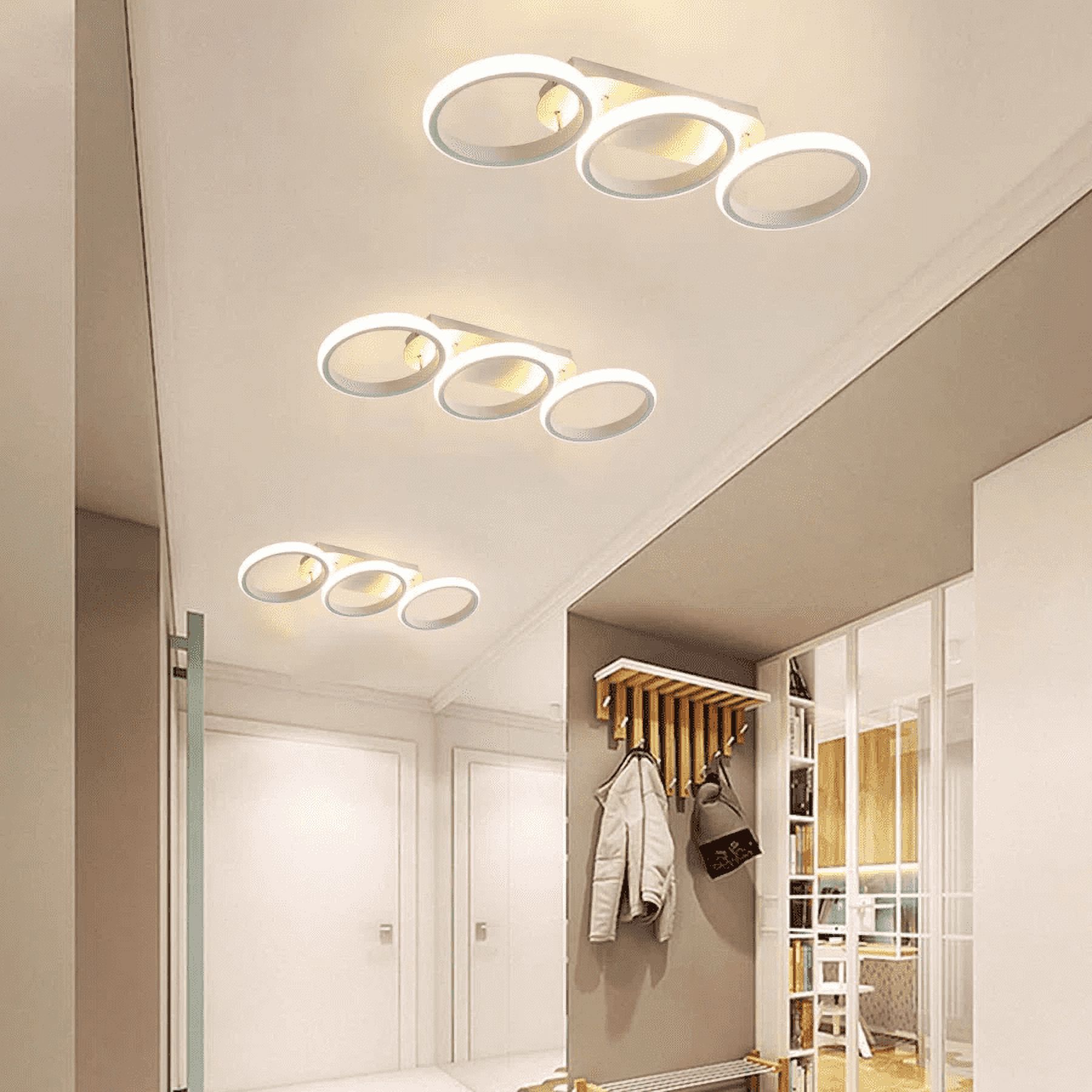 ADISUN 3-Circle Flush Mount Ceiling Light Fixture Modern LED Ceiling Lamp Warm Lights for Hallway, Entryway, Bedroom, Balcony, Aisle, Dining Room, White