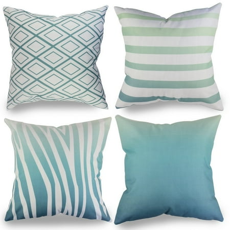 Popeven Teal Geometric Pattern Pillow Covers Decorative Sets Of 4 Sofa Case For Living Room Throw Pillows Couch Popeven Teal Geometric Pattern Pillow Covers Decorative Sets Of 4 Sofa Case For Living Room Throw Pillows Couch