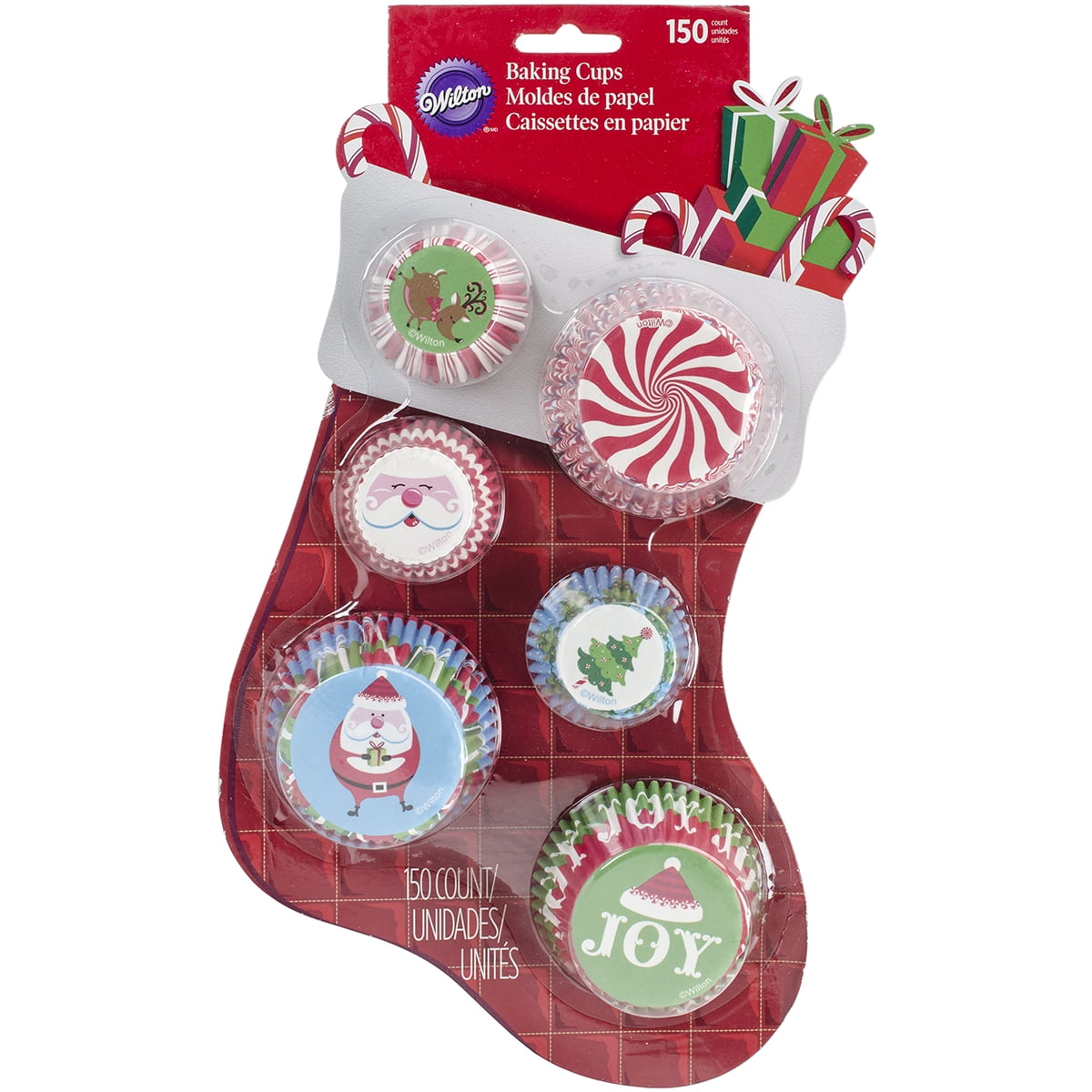 Wilton Assorted Christmas Standard & Mini Cupcake Liners Stocking 150ct