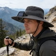 thumbnail image 1 of Gorro de ala ancha con energía solar para hombres y mujeres, protección UV para exterior en la playa y sombrero de pesca, gorro refrescante ajustable para verano, 1 of 5