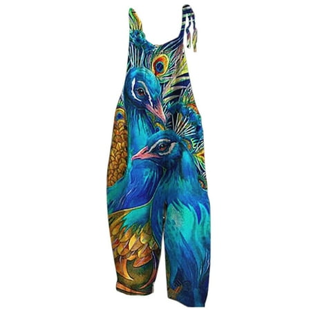 

Women Casual Print Pocket Romper Long Playsuit Adjustable Spaghetti Strap Loose Jumpsuit Womens Casual Jumpsuit Outfits for Women Presentable Outfits Pretty Clothes for Women Maternity Suits Date