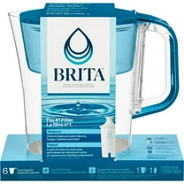 Brita Small 6 Cup Transparent Teal Denali Water Filter Pitcher with 1 Brita Standard Filter