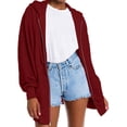 thumbnail image 2 of Women's Full Zip Hoodie Clearance Women's Casual Fashion Solid Color Long Sleeved Hooded Sweater Jacket, 2 of 8