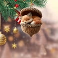 thumbnail image 2 of romoty 3D Resin Sleeping Red Fox Christmas Tree Ornament, Woodland Fox in Acorn Nut Shell Hanging Figurine for Holiday Home Decor, 2 of 6