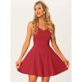 thumbnail image 2 of Unique Bargains Women's Sleeveless Sweetheart Neck Fit and Flared Swing Cocktail Dress L Wine Red, 2 of 6