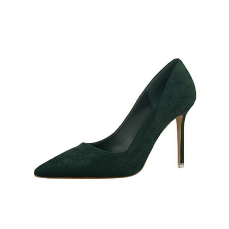 

Woobling Women Slip Resistant Pointed Toe Pumps Party Comfort On High Heels Walking Lightweight Stiletto Heel Green 8