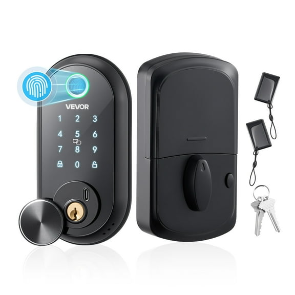 VEVOR Fingerprint Door Lock, Electronic Biometric Deadbolt with Touchscreen, Auto Locking, One-Time Code, Anti-Peeking Password, Keyless Entry Door Lock with IC Cards, for Home, Apartment