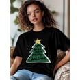thumbnail image 2 of Camiseta de mujer, camisetas de manga corta, camisetas casuales, camiseta de cuello redondo con árbol de Navidad verde y estrella para mujer, 2 of 8