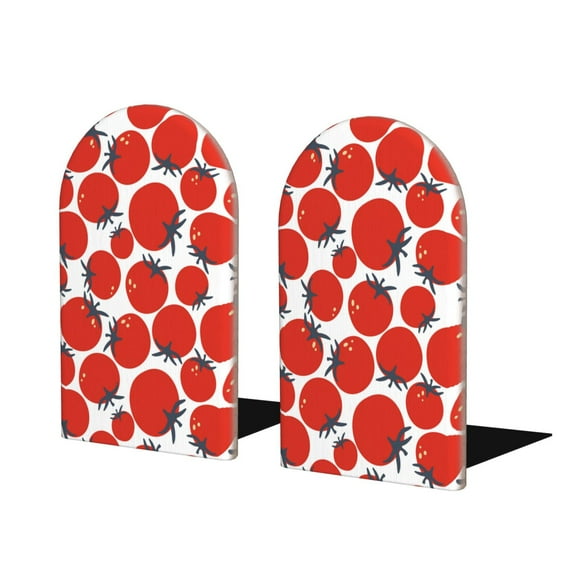 Sikiie Hand Drawn Tomatoes Bookends 1 Pair, Wood Bookends for Shelves, Book Ends for Shelves, Book Shelf Holder for Home Office