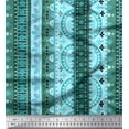 thumbnail image 1 of Soimoi Crepe Silk Fabric Stripe,Leaves & Semi Mandala Decorative Decor Fabric Printed Yard 42 Inch Wide, 1 of 1