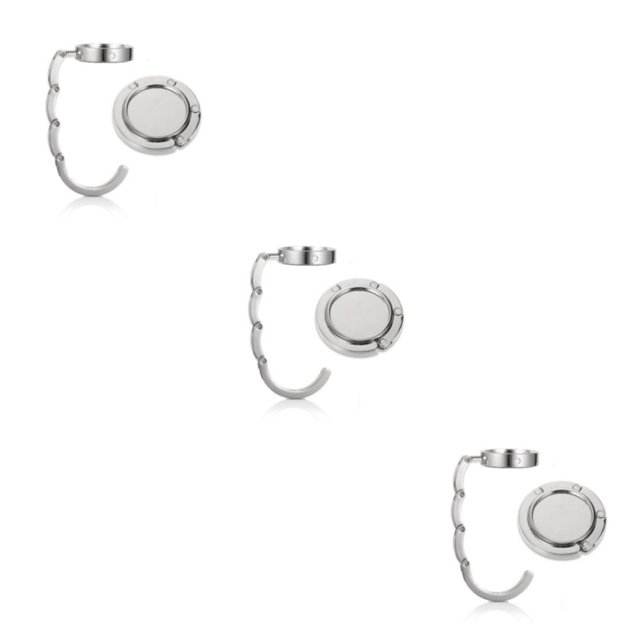 Justharion 2pieces Easy Installation Folding Purse Hook Hanger Durable Practical Function Portable Folding Hook silver 3Set