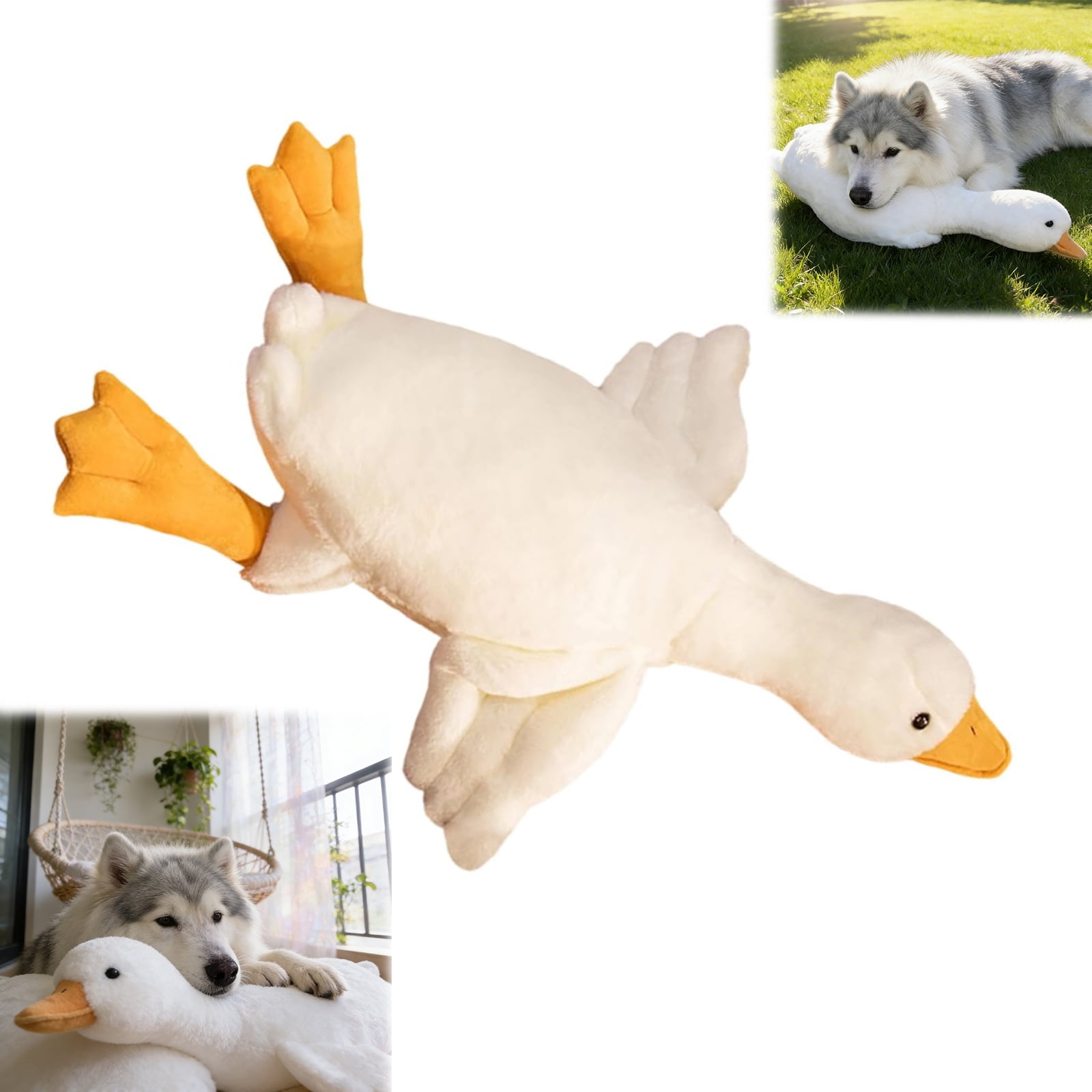 2pcs 35.43" Realistic Goose Plush Dog Toy - Super-Sized, Tough Chew-Resistant Companion for Indoor Play, Cuddles & Reducing in Large Breed Dogs