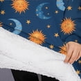 thumbnail image 3 of Oversized Wearable Blanket Hoodie,Blue Sun Moon Star Pattern Sherpa Blanket Hoodie with Super Pockets,Super Warm Fuzzy Pullover for Women & Men, 3 of 6
