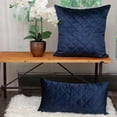 thumbnail image 4 of Tufted Diamond Navy Transitional Square Pillow, 4 of 9