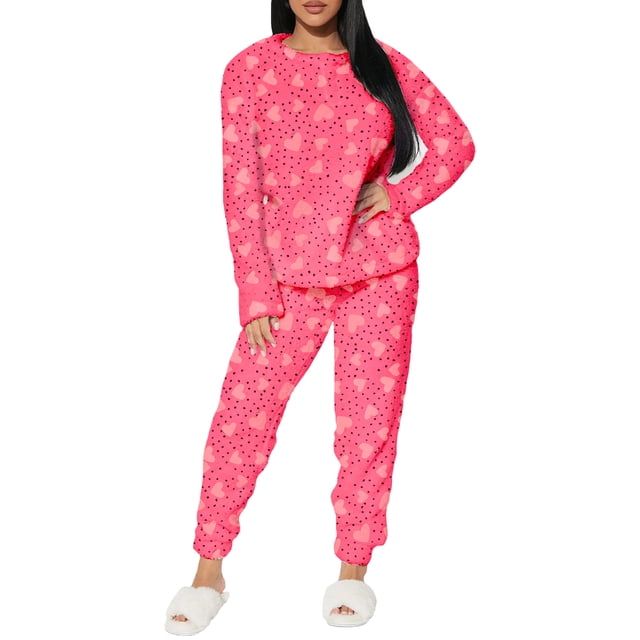 Conjunto de Pijama para Mujer Shendy Vendy Manga Larga Cuello Redondo con Estampado Transpirable