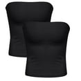 thumbnail image 6 of AKOEE 2 Pack Tube Tops for Women Undershirts Soft Stretch Cotton Strapless Off Shoulder Cropped Tee Blouses (S, Black), 6 of 6