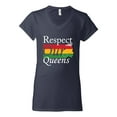 thumbnail image 2 of Wild Bobby Respect Our Queens Black Pride Women’s Standard V-Neck Tee, Navy, Large, 2 of 5
