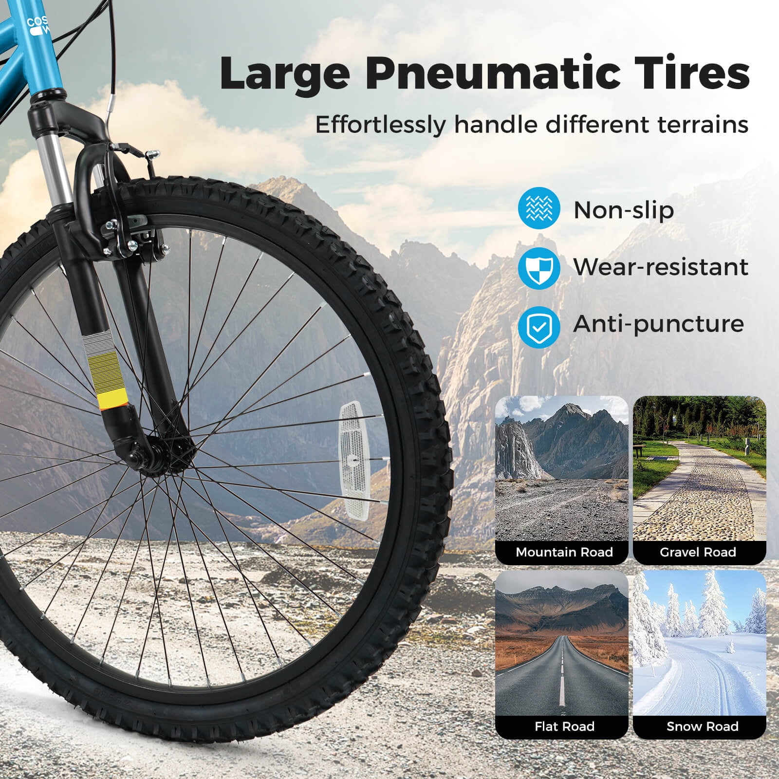 Costway 24 Inch Mountain Bike for Teens Aged 8+ Years Old with Suspension Fork Blue