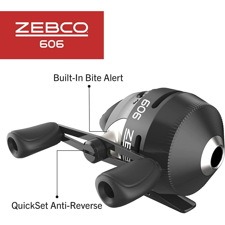 Zebco 606 Spincast Fishing Reel, Size 60 Reel, Right-Hand Retrieve,  Pre-Spooled with 20-Pound Zebco Fishing Line and No-Tangle Design, QuickSet