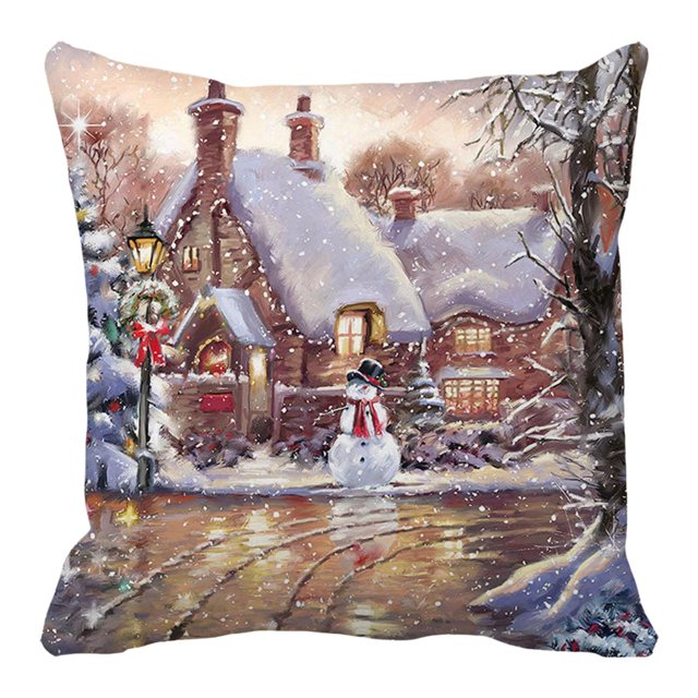 Funda de almohada navideña Funda de cojín con cremallera 18 x 18 pulgadas Funda de almohada cuadrada para fiesta Dormitorio Decoración de Navidad para casa de nieve Gloria Fundas de almohada