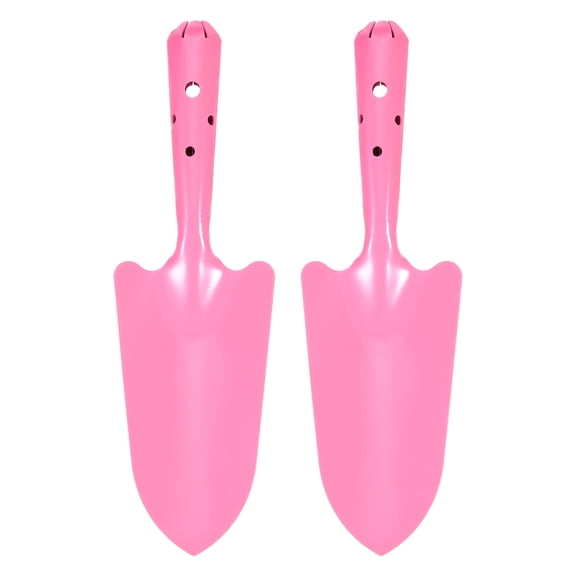 2pcs Mini Colorful Metal Hand Shovel 11" x 3" Digging Trowel Set Garden Tools for Flower Soil, Pink