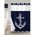 thumbnail image 2 of Coastal Anchor No Hook Shower Curtain and Liner Set Nautical Knot Dark Blue Shower Curtains with Snap-in Liner & See Through Top Window Hotel Style for Bathroom Decor 60x72 Inch, 2 of 8