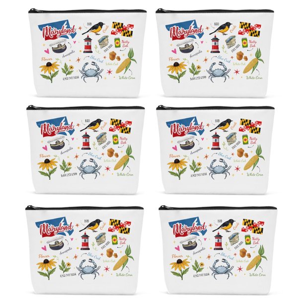 Set de 6 bolsas de maquillaje Sldpngo Maryland State Souvenirs