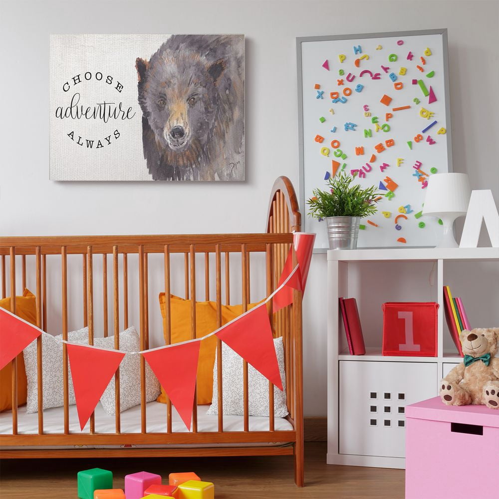 Stupell Industries Choose Adventure Always Phrase Watercolor Bear Portrait Canvas Wall Art Design by Beverly Dyer