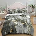 Marble Bedding Set King/Queen Size Grey Gold Marble Duvet Cover Men