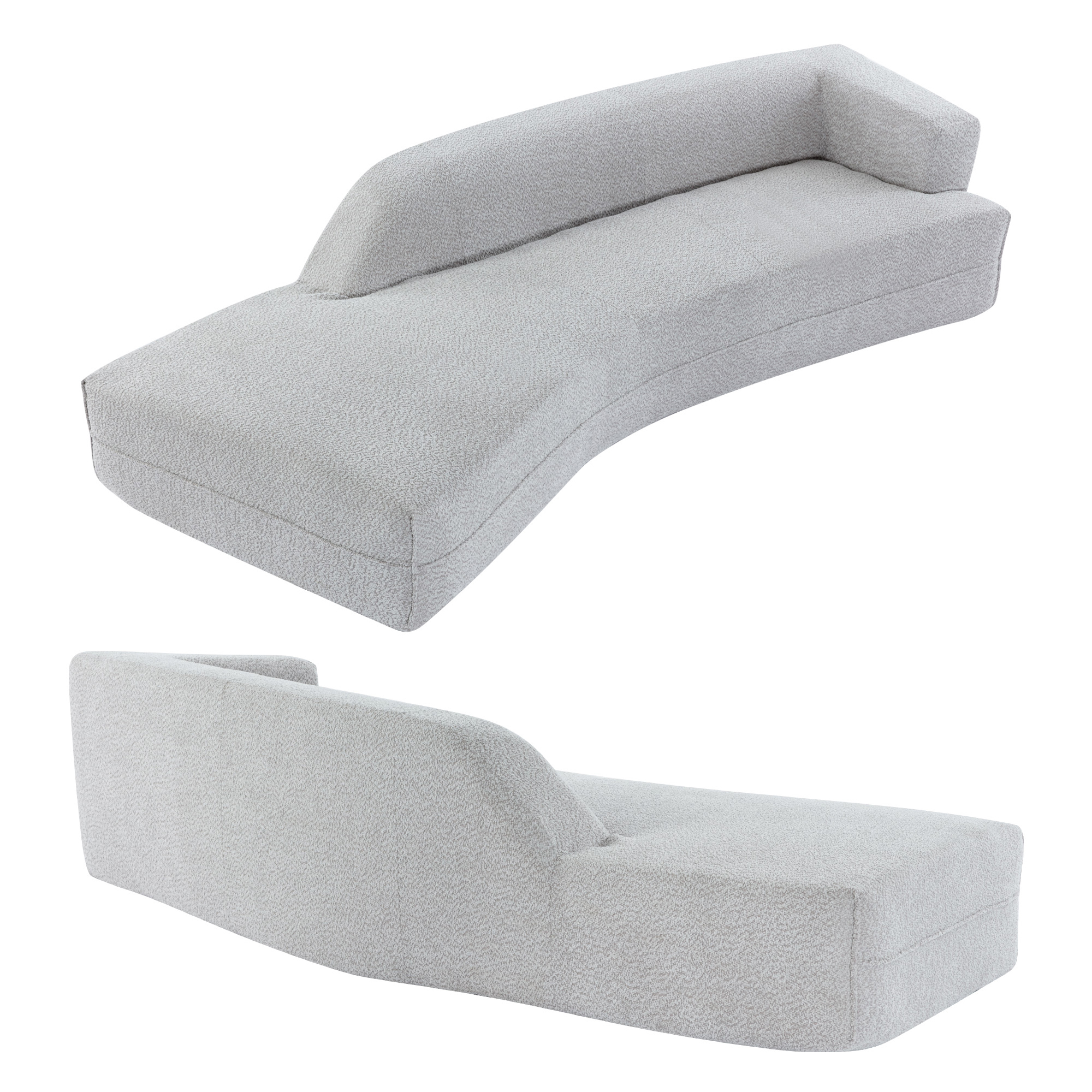 Aukfa 109.4" Curved Chaise Lounge Sofa Couch for Living Room, Boucle, Gray