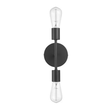 Hampton Bay Stockport 2-Light Matte Black Wall Sconce